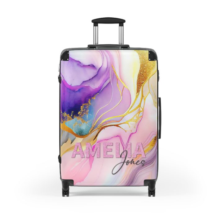 Custom Marble Suitcase - A personalized suitcase adorned with an elegant marble-themed design, perfect for travelers who want to add a touch of luxury to their luggage.