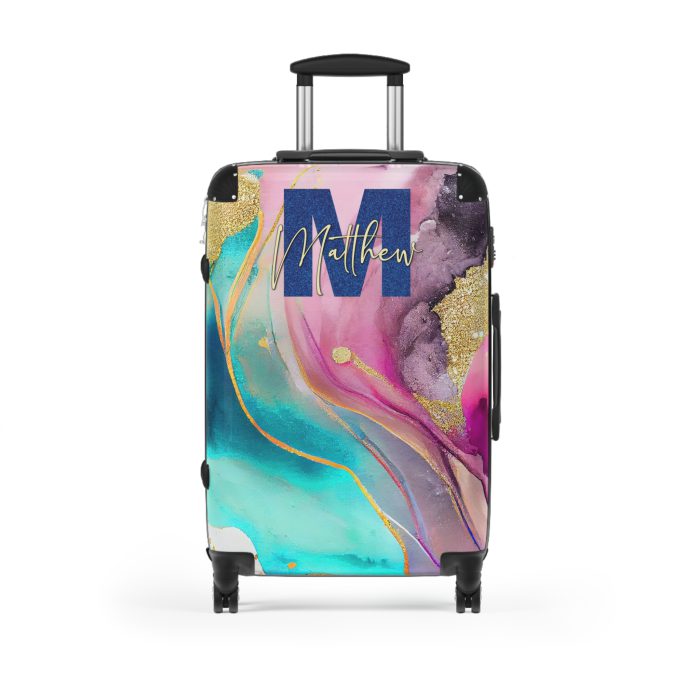 Custom Marble Suitcase - A personalized suitcase adorned with an elegant marble-themed design, perfect for travelers who want to add a touch of luxury to their luggage.