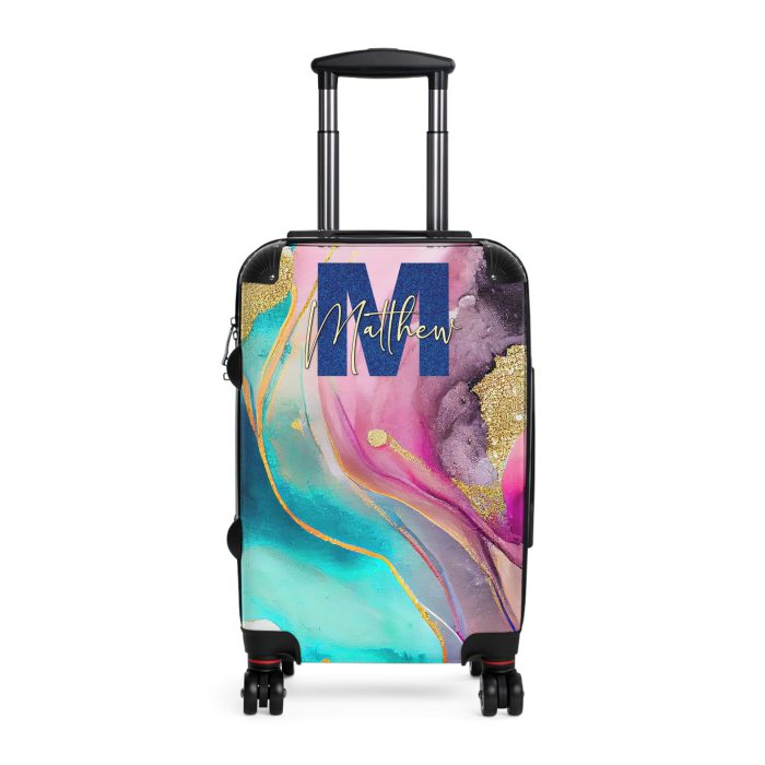 Custom Marble Suitcase - A personalized suitcase adorned with an elegant marble-themed design, perfect for travelers who want to add a touch of luxury to their luggage.