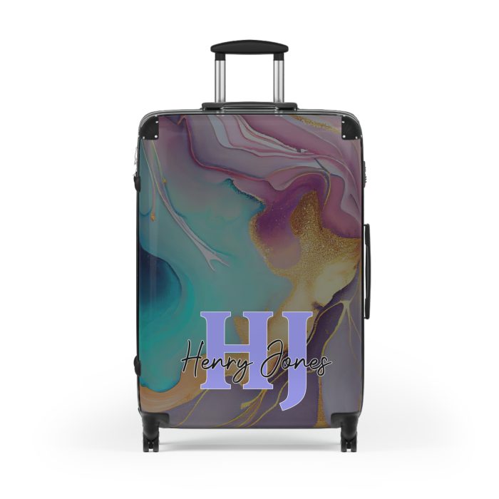 Custom Marble Suitcase - A personalized suitcase adorned with an elegant marble-themed design, perfect for travelers who want to add a touch of luxury to their luggage.