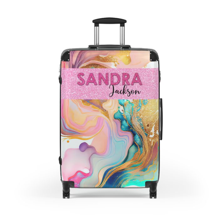 Custom Marble Suitcase - A personalized suitcase adorned with an elegant marble-themed design, perfect for travelers who want to add a touch of luxury to their luggage.