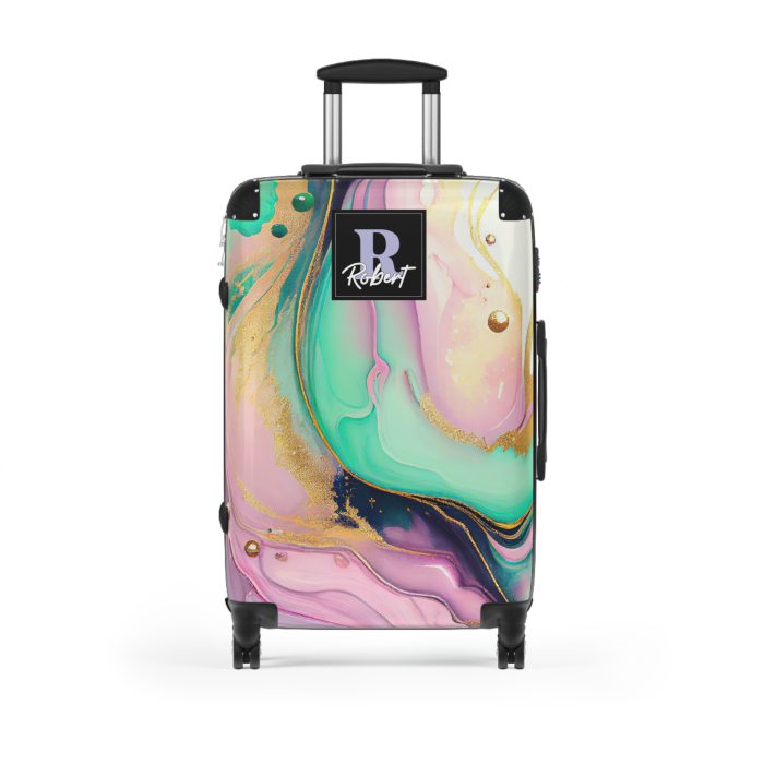 Custom Marble Suitcase - A personalized suitcase adorned with an elegant marble-themed design, perfect for travelers who want to add a touch of luxury to their luggage.