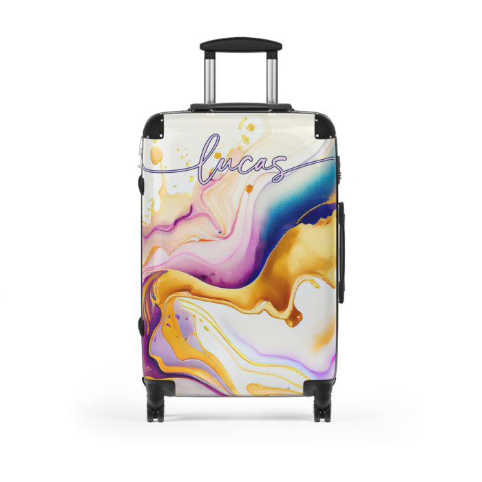 Custom Marble Suitcase - A personalized suitcase adorned with an elegant marble-themed design, perfect for travelers who want to add a touch of luxury to their luggage.