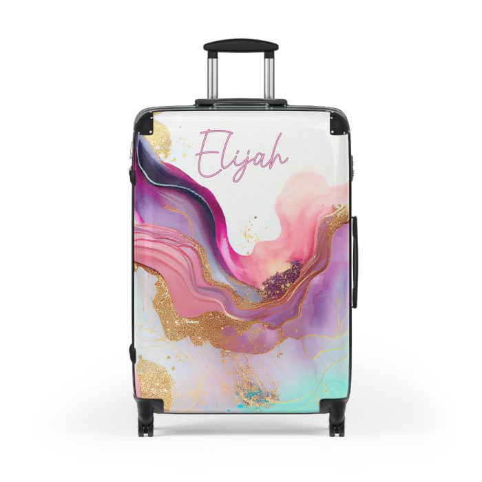 Custom Marble Suitcase - A personalized suitcase adorned with an elegant marble-themed design, perfect for travelers who want to add a touch of luxury to their luggage.