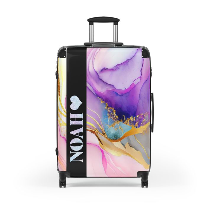 Custom Marble Suitcase - A personalized suitcase adorned with an elegant marble-themed design, perfect for travelers who want to add a touch of luxury to their luggage.