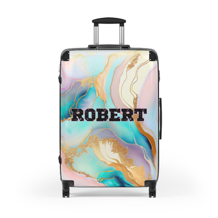 Custom Marble Suitcase - A personalized suitcase adorned with an elegant marble-themed design, perfect for travelers who want to add a touch of luxury to their luggage.