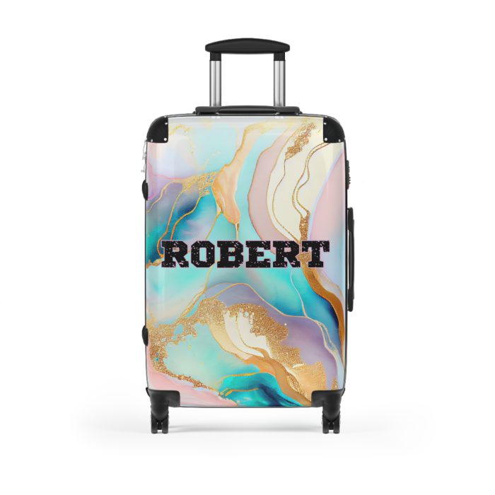 Custom Marble Suitcase - A personalized suitcase adorned with an elegant marble-themed design, perfect for travelers who want to add a touch of luxury to their luggage.