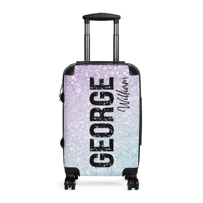 Custom Pastel Glitter Suitcase - A unique and personalized travel companion with a dreamy pastel and glitter design.