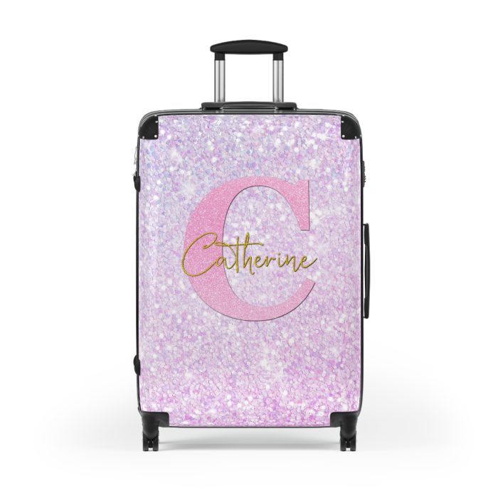 Custom Pastel Glitter Suitcase - A unique and personalized travel companion with a dreamy pastel and glitter design.