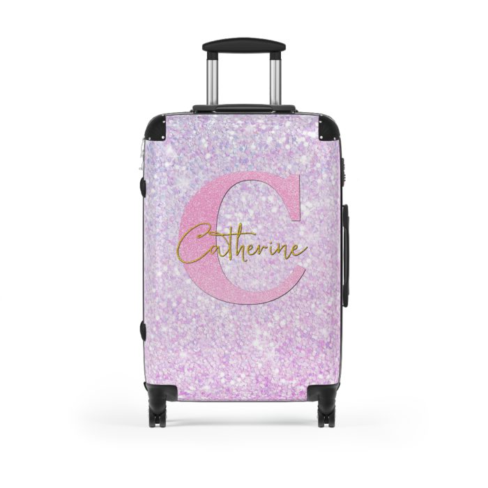 Custom Pastel Glitter Suitcase - A unique and personalized travel companion with a dreamy pastel and glitter design.