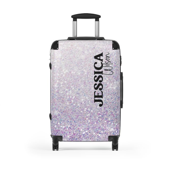 Custom Pastel Glitter Suitcase - A unique and personalized travel companion with a dreamy pastel and glitter design.