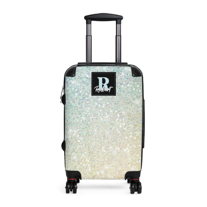 Custom Pastel Glitter Suitcase - A unique and personalized travel companion with a dreamy pastel and glitter design.