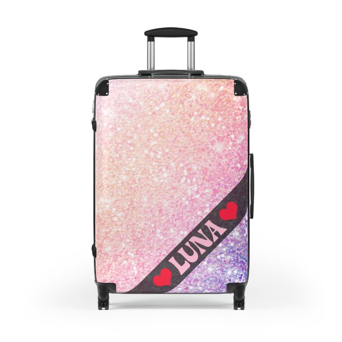 Custom Pastel Glitter Suitcase - A unique and personalized travel companion with a dreamy pastel and glitter design.