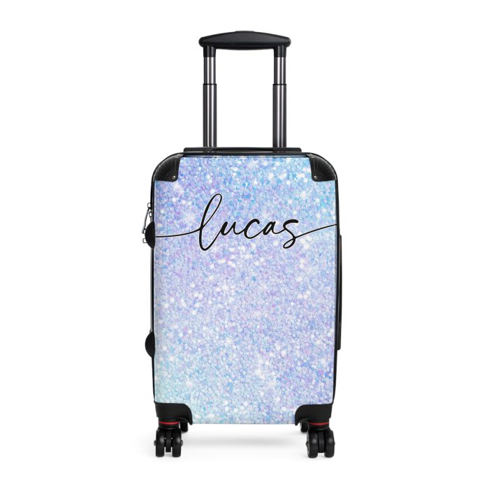 Custom Pastel Glitter Suitcase - A unique and personalized travel companion with a dreamy pastel and glitter design.