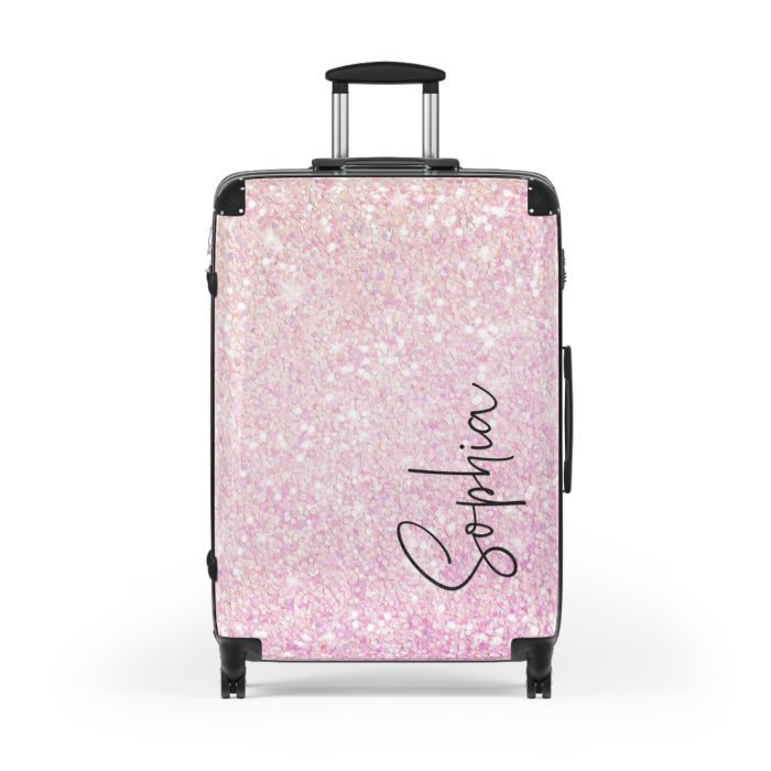 Custom Pastel Glitter Suitcase - A unique and personalized travel companion with a dreamy pastel and glitter design.