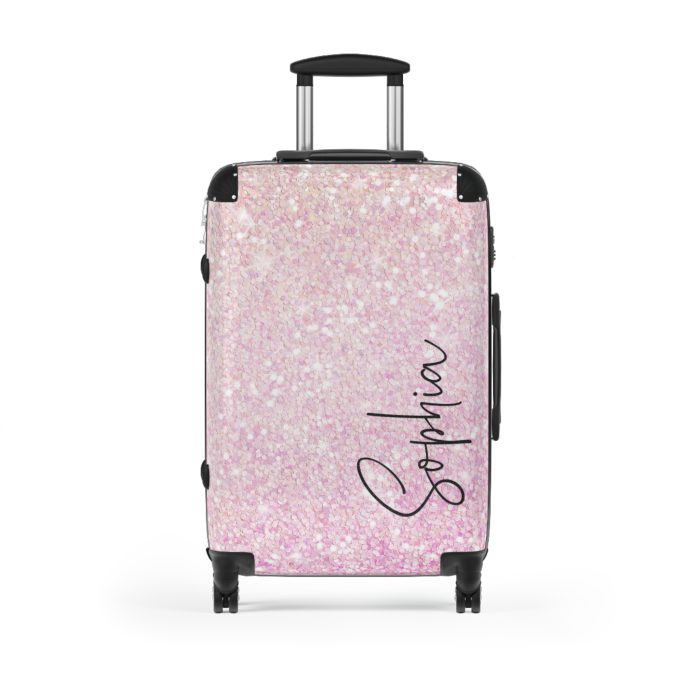 Custom Pastel Glitter Suitcase - A unique and personalized travel companion with a dreamy pastel and glitter design.