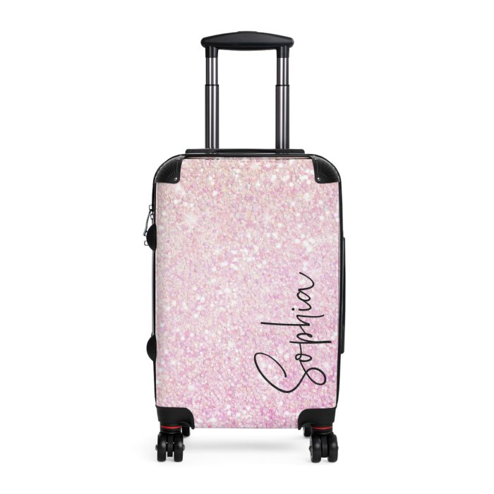 Custom Pastel Glitter Suitcase - A unique and personalized travel companion with a dreamy pastel and glitter design.