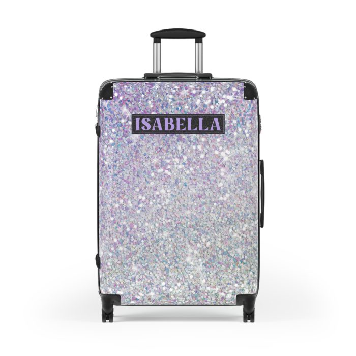 Custom Pastel Glitter Suitcase - A unique and personalized travel companion with a dreamy pastel and glitter design.