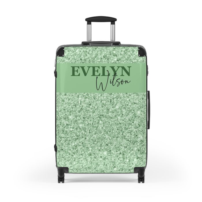 Custom Glitter Suitcase - A personalized travel essential that sparkles with individuality.