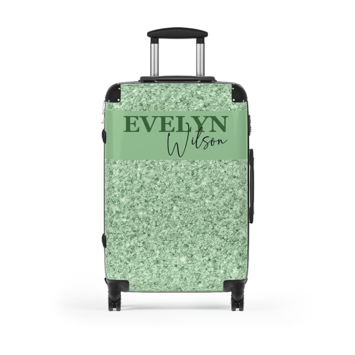 Custom Glitter Suitcase - A personalized travel essential that sparkles with individuality.