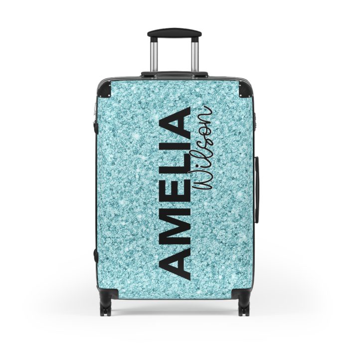 Custom Glitter Suitcase - A personalized travel essential that sparkles with individuality.