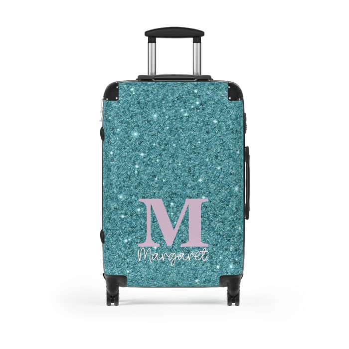 Custom Glitter Suitcase - A personalized travel essential that sparkles with individuality.