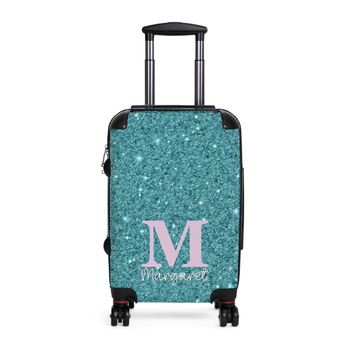 Custom Glitter Suitcase - A personalized travel essential that sparkles with individuality.