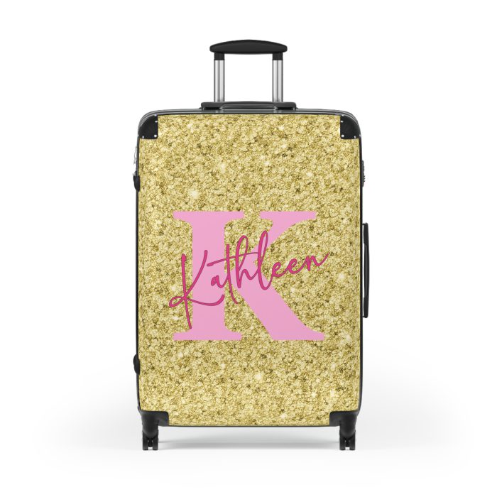 Custom Glitter Suitcase - A personalized travel essential that sparkles with individuality.