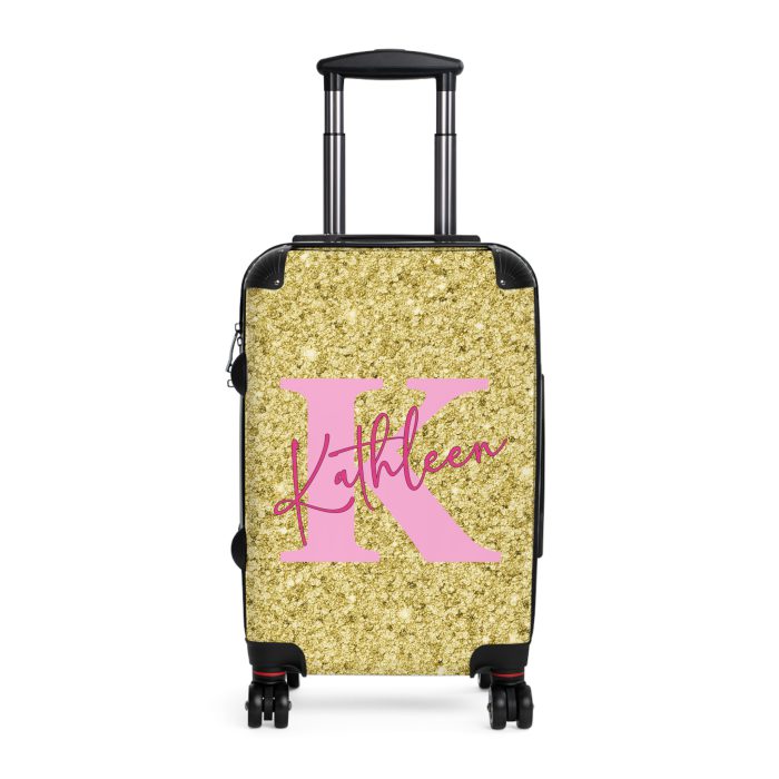 Custom Glitter Suitcase - A personalized travel essential that sparkles with individuality.