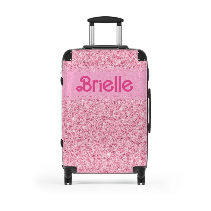 Custom Glitter Suitcase - A personalized travel essential that sparkles with individuality.