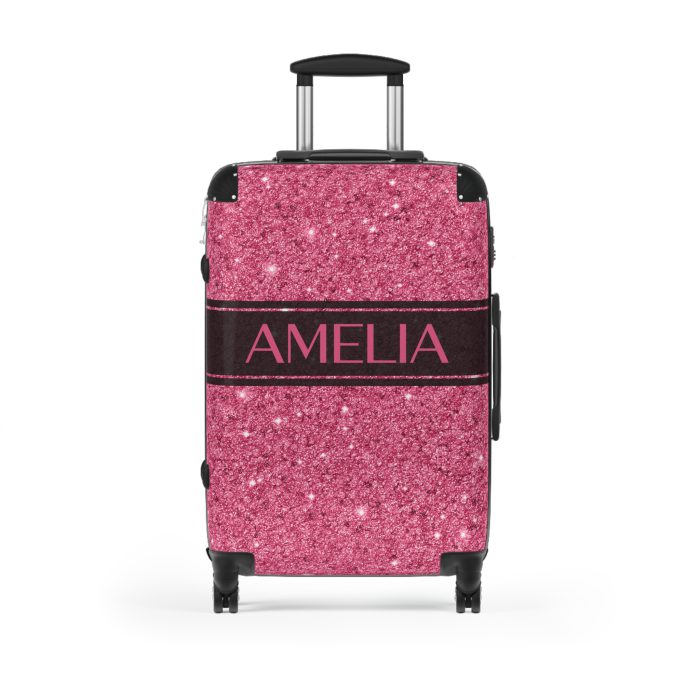 Custom Glitter Suitcase - A personalized travel essential that sparkles with individuality.