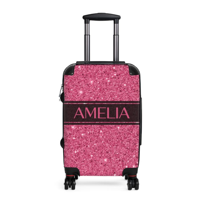 Custom Glitter Suitcase - A personalized travel essential that sparkles with individuality.