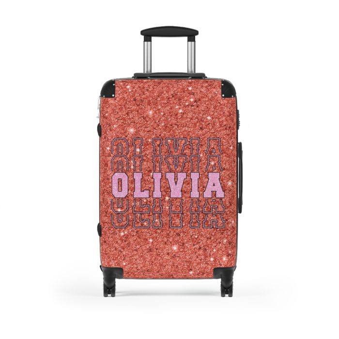 Custom Glitter Suitcase - A personalized travel essential that sparkles with individuality.