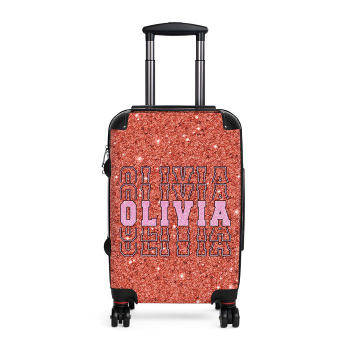 Custom Glitter Suitcase - A personalized travel essential that sparkles with individuality.