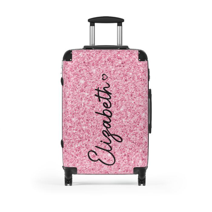 Custom Glitter Suitcase - A personalized travel essential that sparkles with individuality.