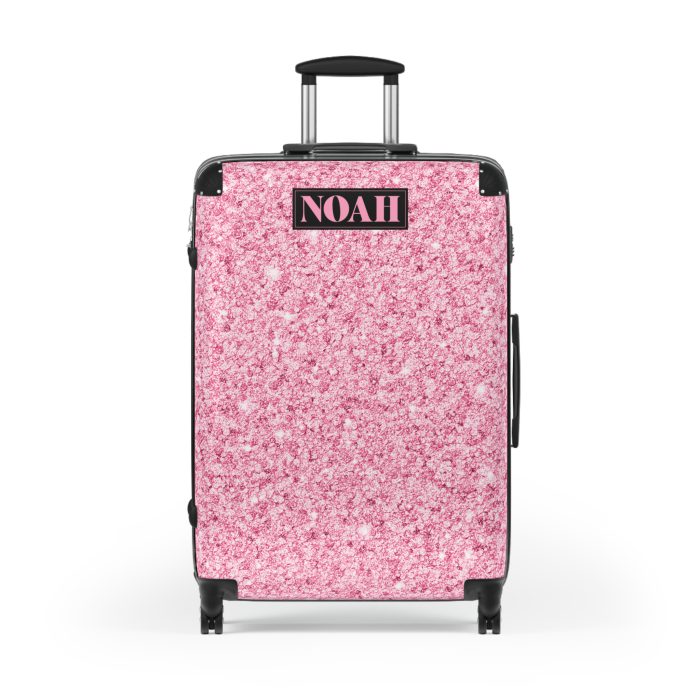 Custom Glitter Suitcase - A personalized travel essential that sparkles with individuality.