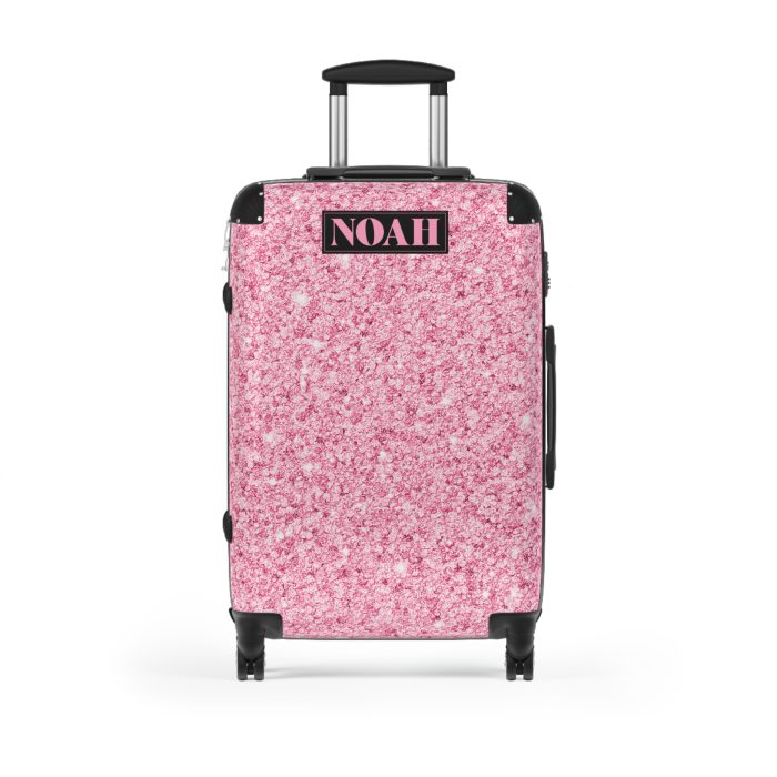 Custom Glitter Suitcase - A personalized travel essential that sparkles with individuality.