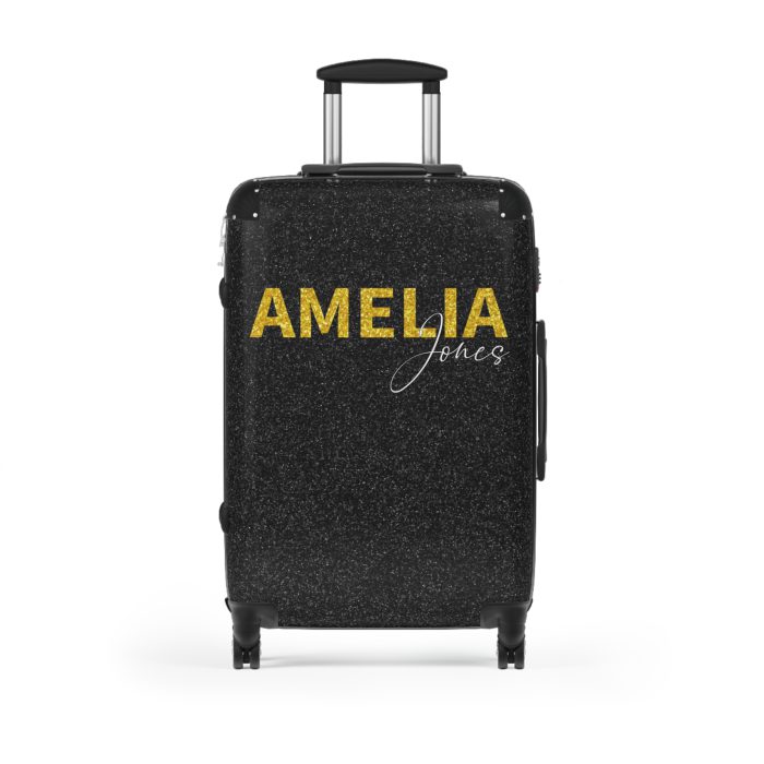 Custom Rainbow Glitter Suitcase - Your personalized travel companion, shining with a rainbow of colors.