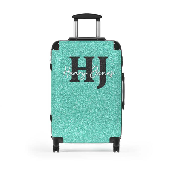 Custom Rainbow Glitter Suitcase - Your personalized travel companion, shining with a rainbow of colors.