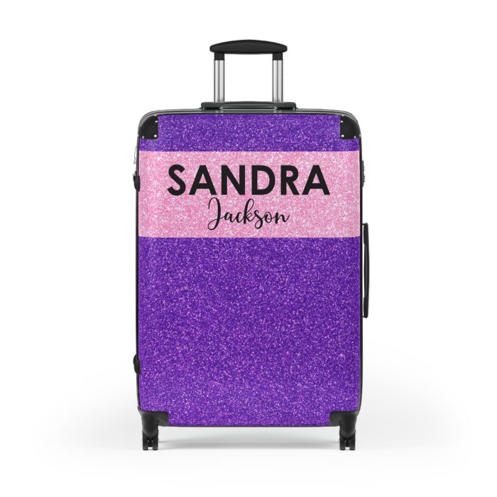 Custom Rainbow Glitter Suitcase - Your personalized travel companion, shining with a rainbow of colors.