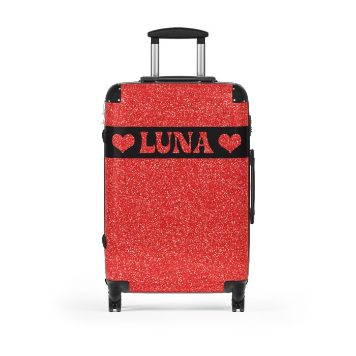 Custom Rainbow Glitter Suitcase - Your personalized travel companion, shining with a rainbow of colors.