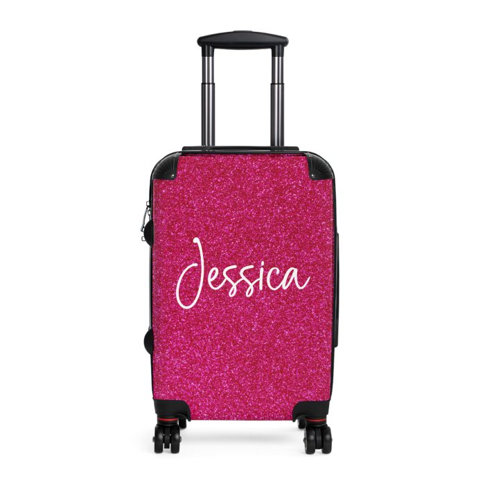 Custom Rainbow Glitter Suitcase - Your personalized travel companion, shining with a rainbow of colors.