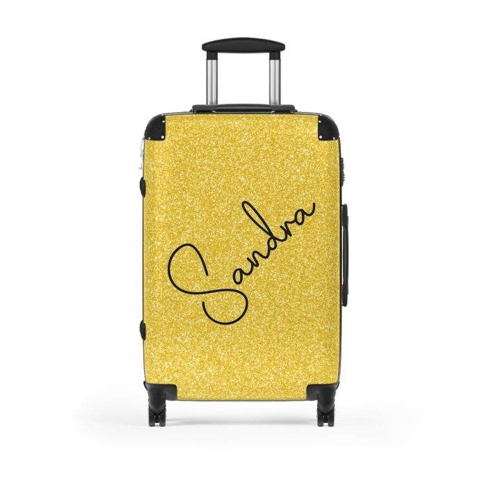 Custom Rainbow Glitter Suitcase - Your personalized travel companion, shining with a rainbow of colors.