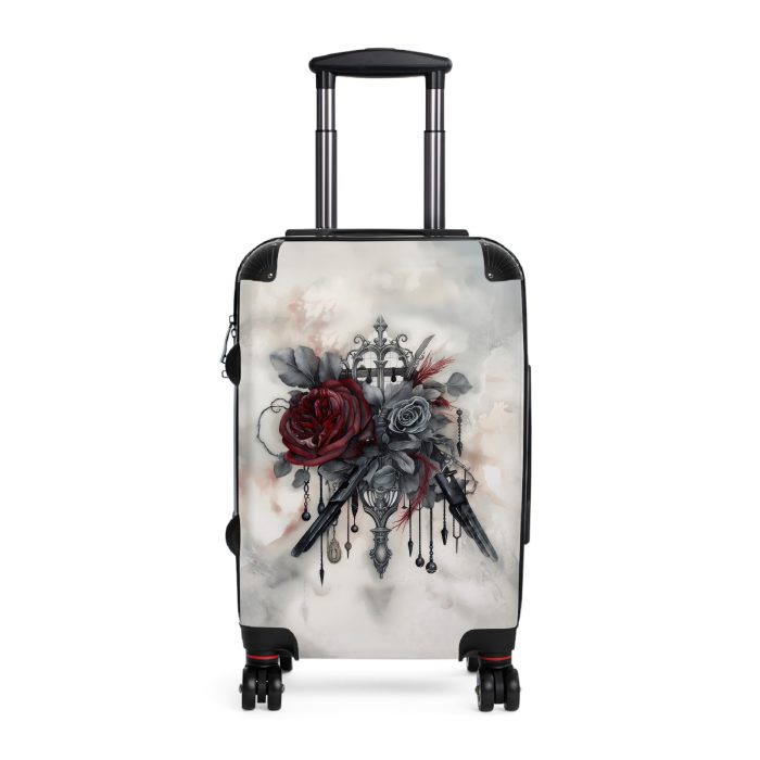 Romantic gothic rose suitcase, a stylish and enduring travel essential. Crafted with intricate rose designs, it's the perfect companion for those who seek elegance on the go.