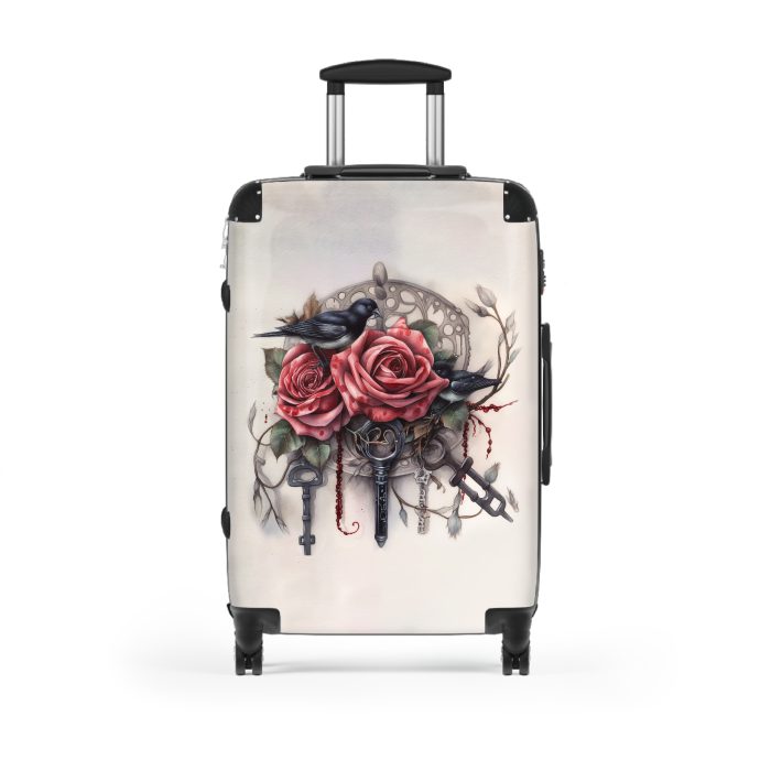 Romantic gothic rose suitcase, a stylish and enduring travel essential. Crafted with intricate rose designs, it's the perfect companion for those who seek elegance on the go.