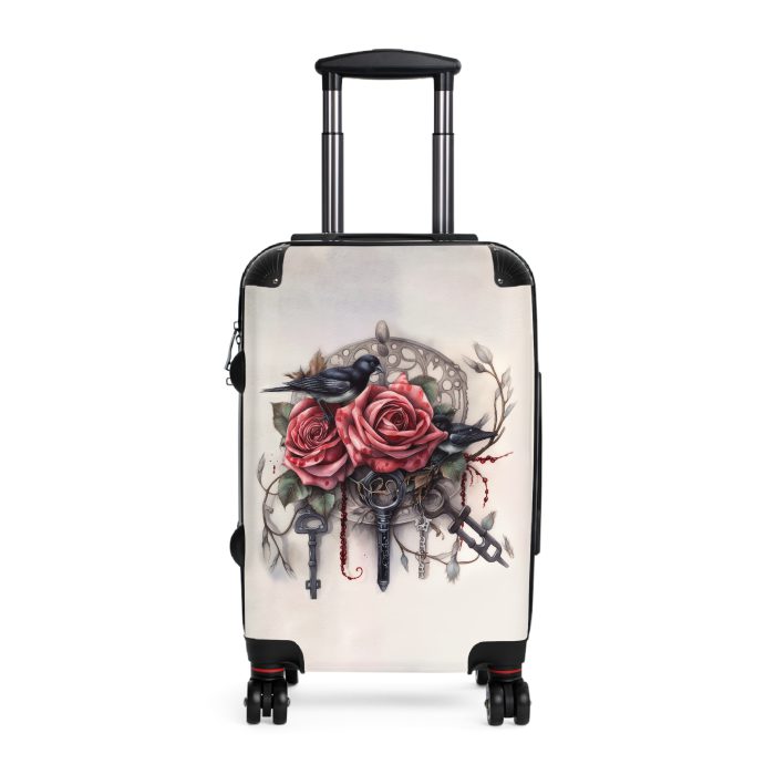 Romantic gothic rose suitcase, a stylish and enduring travel essential. Crafted with intricate rose designs, it's the perfect companion for those who seek elegance on the go.