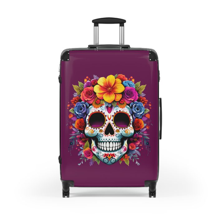 Edgy sugar skull suitcase, a bold and vibrant travel companion. Crafted for durability and adorned with rebellious sugar skull designs, it's perfect for those who embrace a touch of edge on the go.