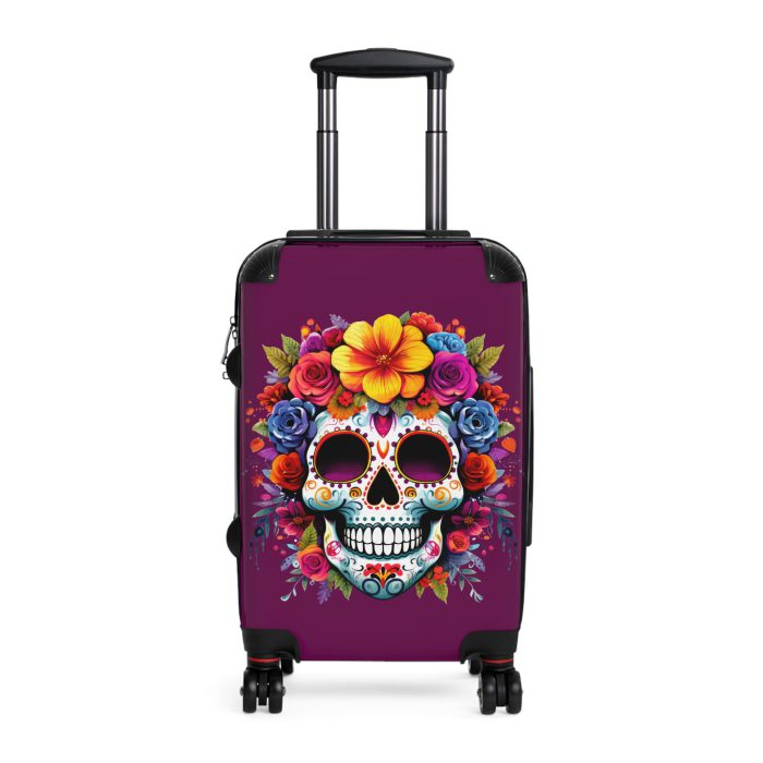 Edgy sugar skull suitcase, a bold and vibrant travel companion. Crafted for durability and adorned with rebellious sugar skull designs, it's perfect for those who embrace a touch of edge on the go.