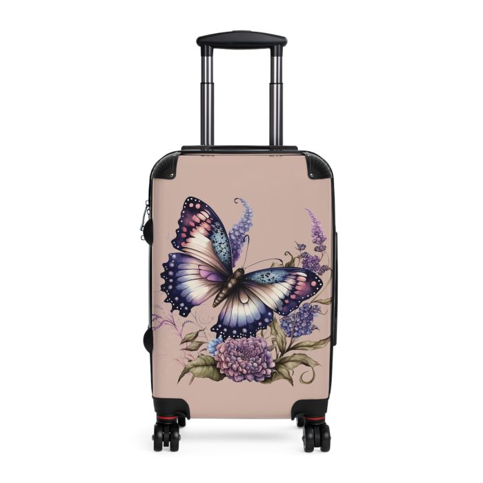 Purple Butterfly Suitcase - A chic travel companion featuring a graceful purple butterfly design, bringing a touch of elegance to your journeys.