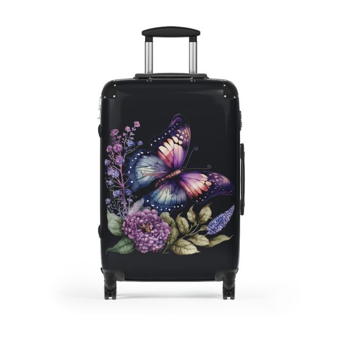 Purple Butterfly Suitcase - A chic travel companion featuring a graceful purple butterfly design, bringing a touch of elegance to your journeys.